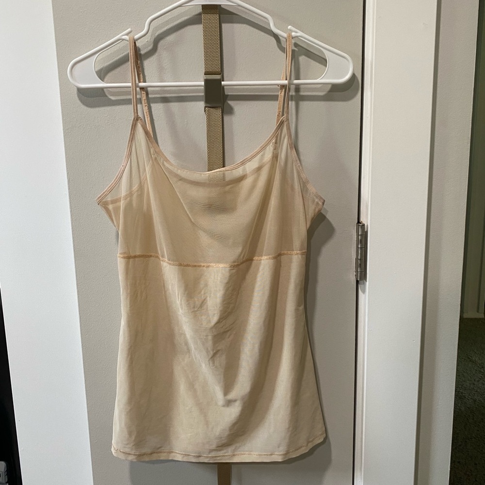 Pale Pink Sheer Mesh Panel Cami Tank Adjustable straps by Marks and Spencer UK